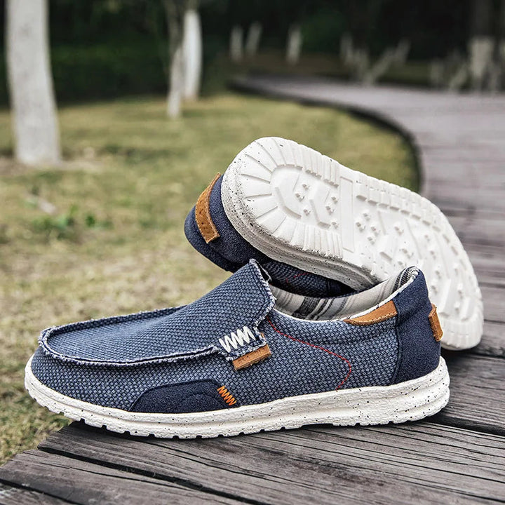 Men's Loafers Lightweight Breathable Canvas Cushioned Insole Gray 3