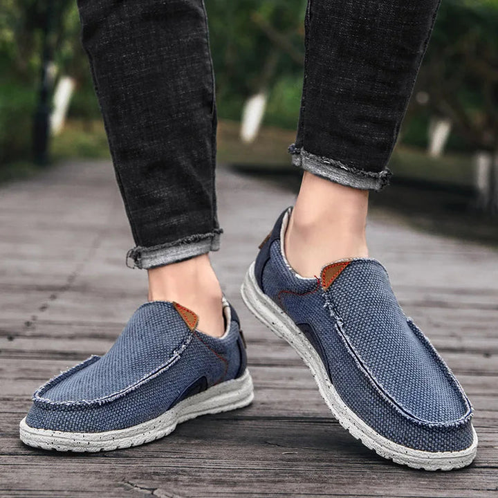 Men's Loafers Lightweight Breathable Canvas Cushioned Insole Gray 5
