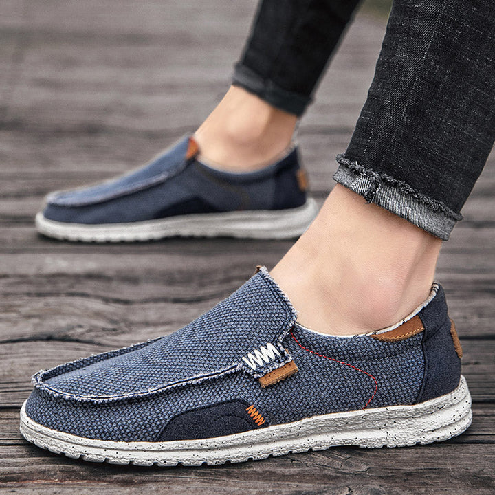 Men's Loafers Lightweight Breathable Canvas Cushioned Insole Gray 6