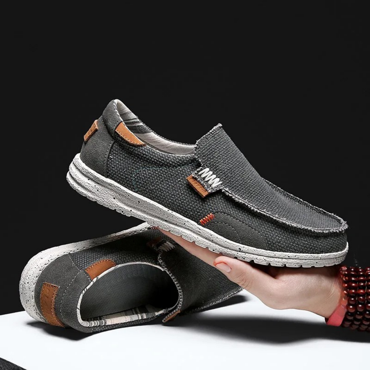 Men's Loafers Lightweight Breathable Canvas Cushioned Insole Gray 7