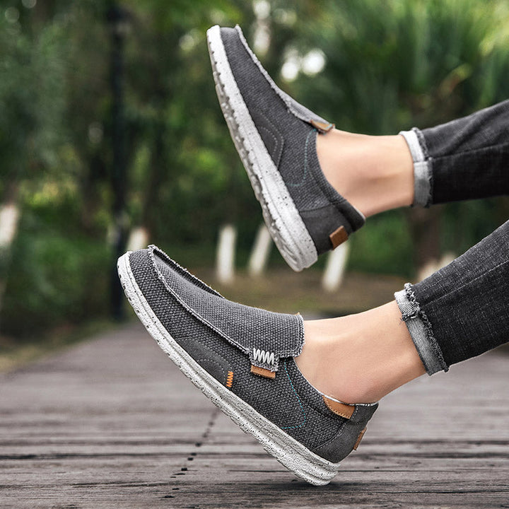 Men's Loafers Lightweight Breathable Canvas Cushioned Insole Gray 8