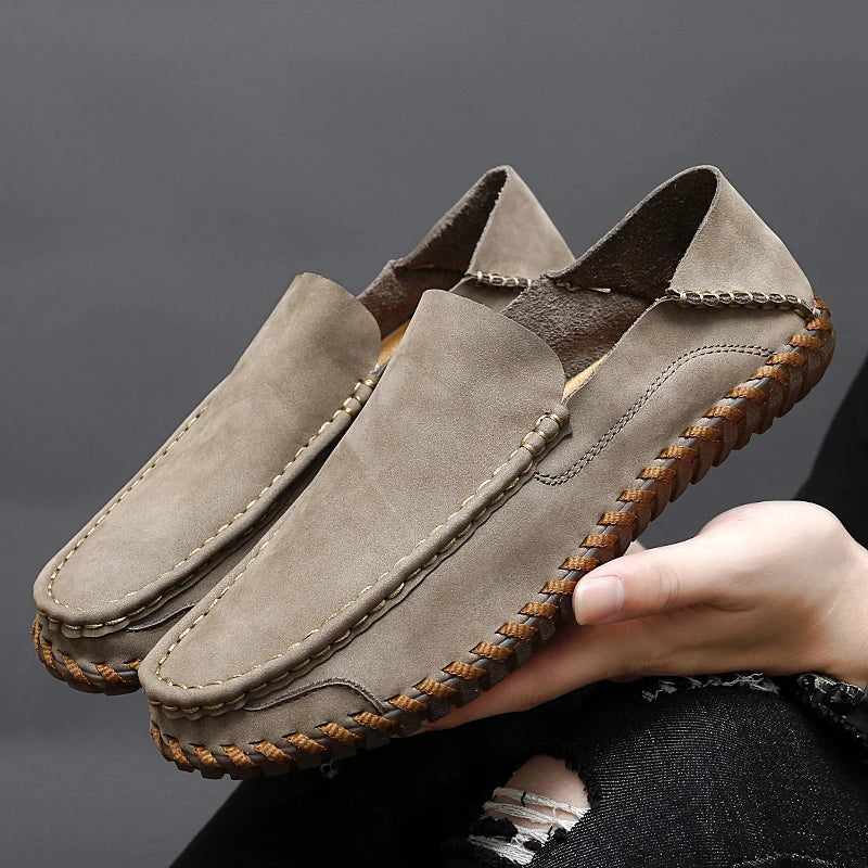 Men's Loafers Suede Lightweight Breathable Cushioned Insole Brown 2