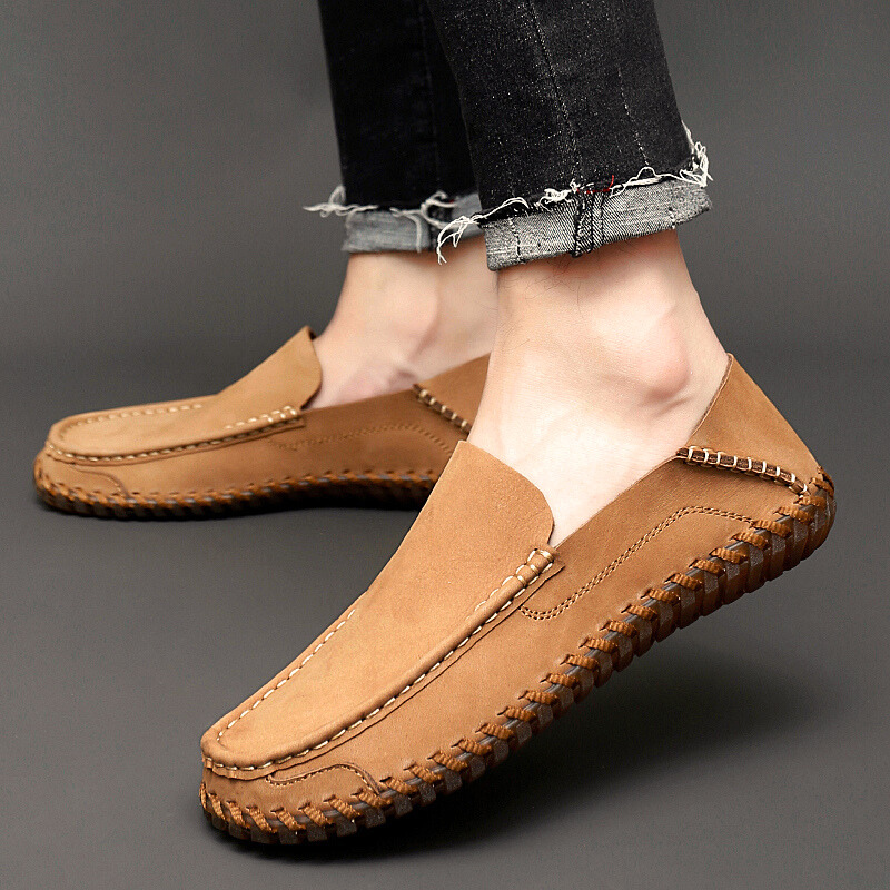 Men's Loafers Suede Lightweight Breathable Cushioned Insole Brown 6