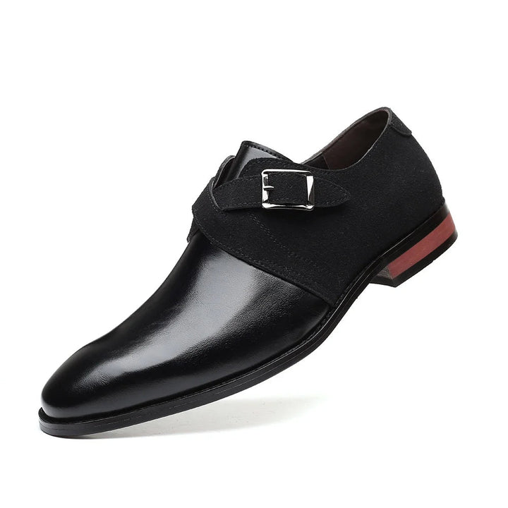 Men's Loafers Suede Vegan Leather Double Buckle Brown 5