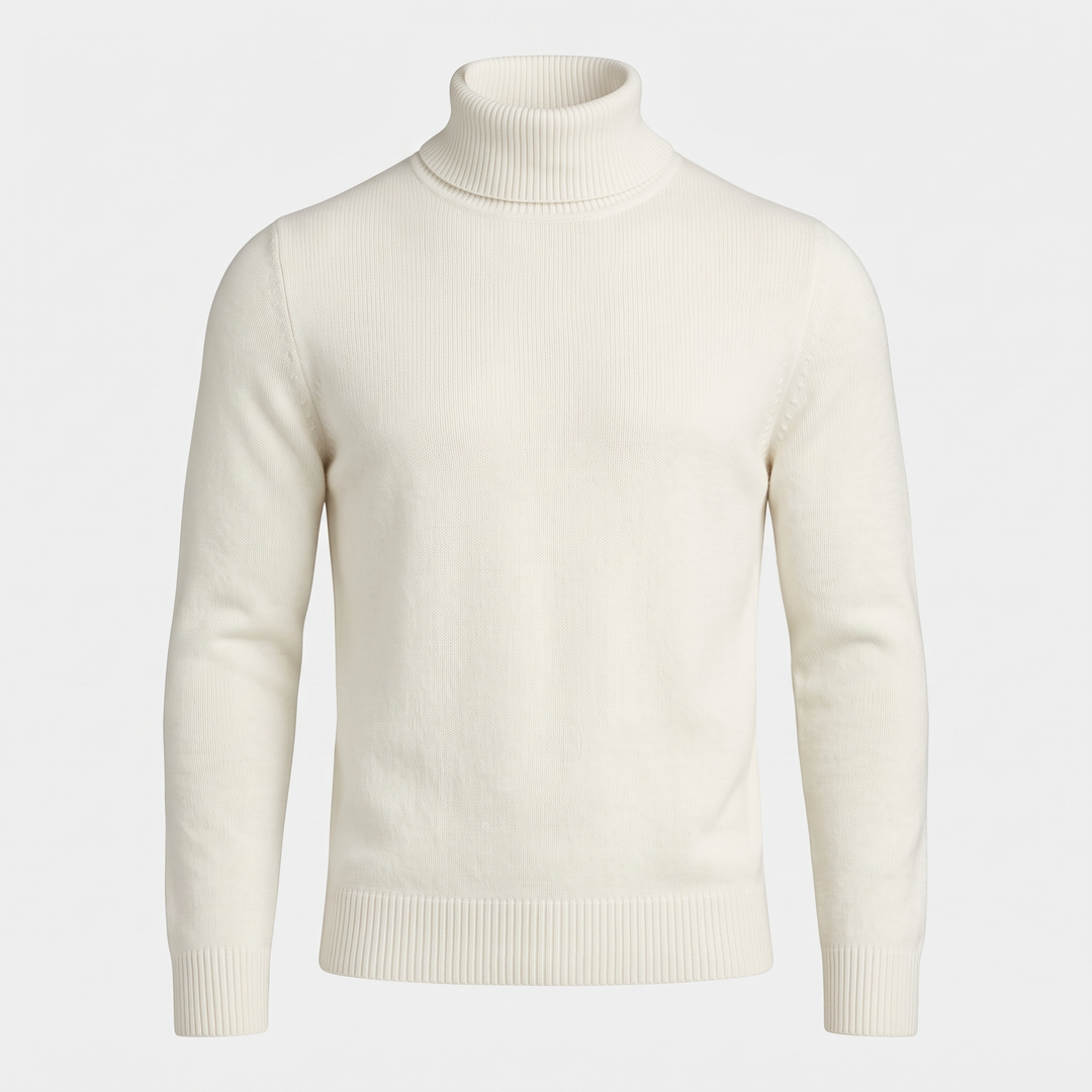 Men's Merino Blend Turtleneck for Winter with Flat Knit 0