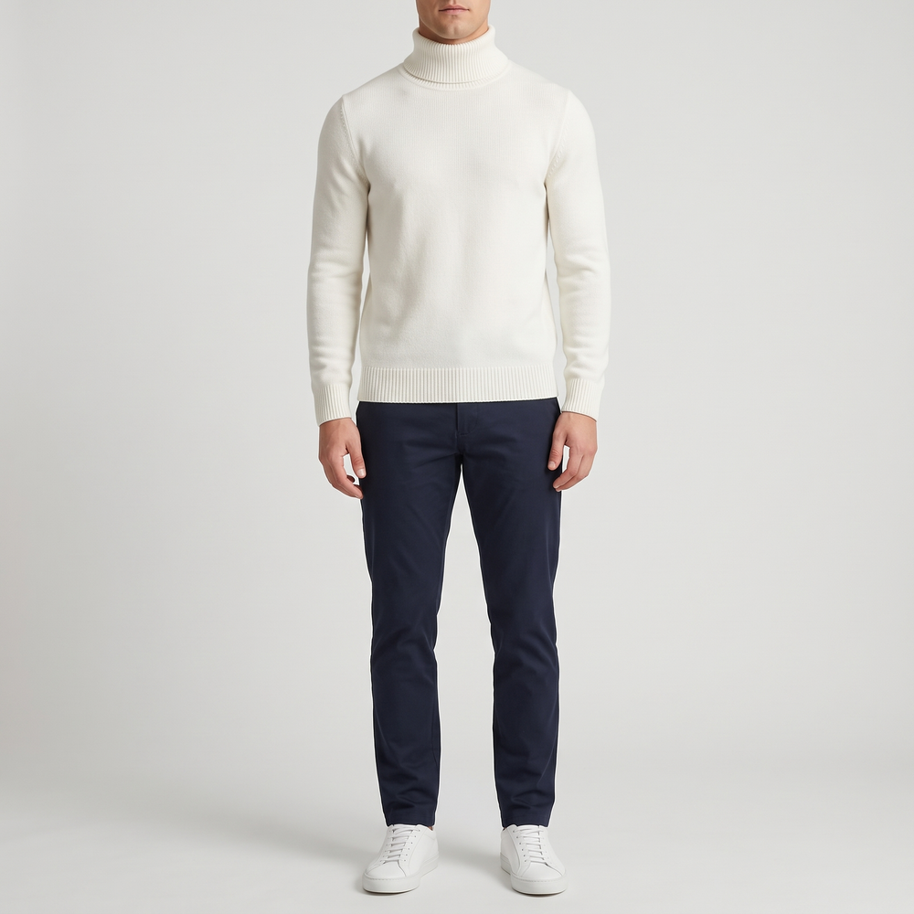 Men's Merino Blend Turtleneck for Winter with Flat Knit 1