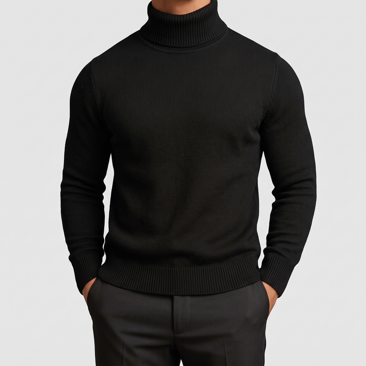 Men's Merino Blend Turtleneck for Winter with Flat Knit 3