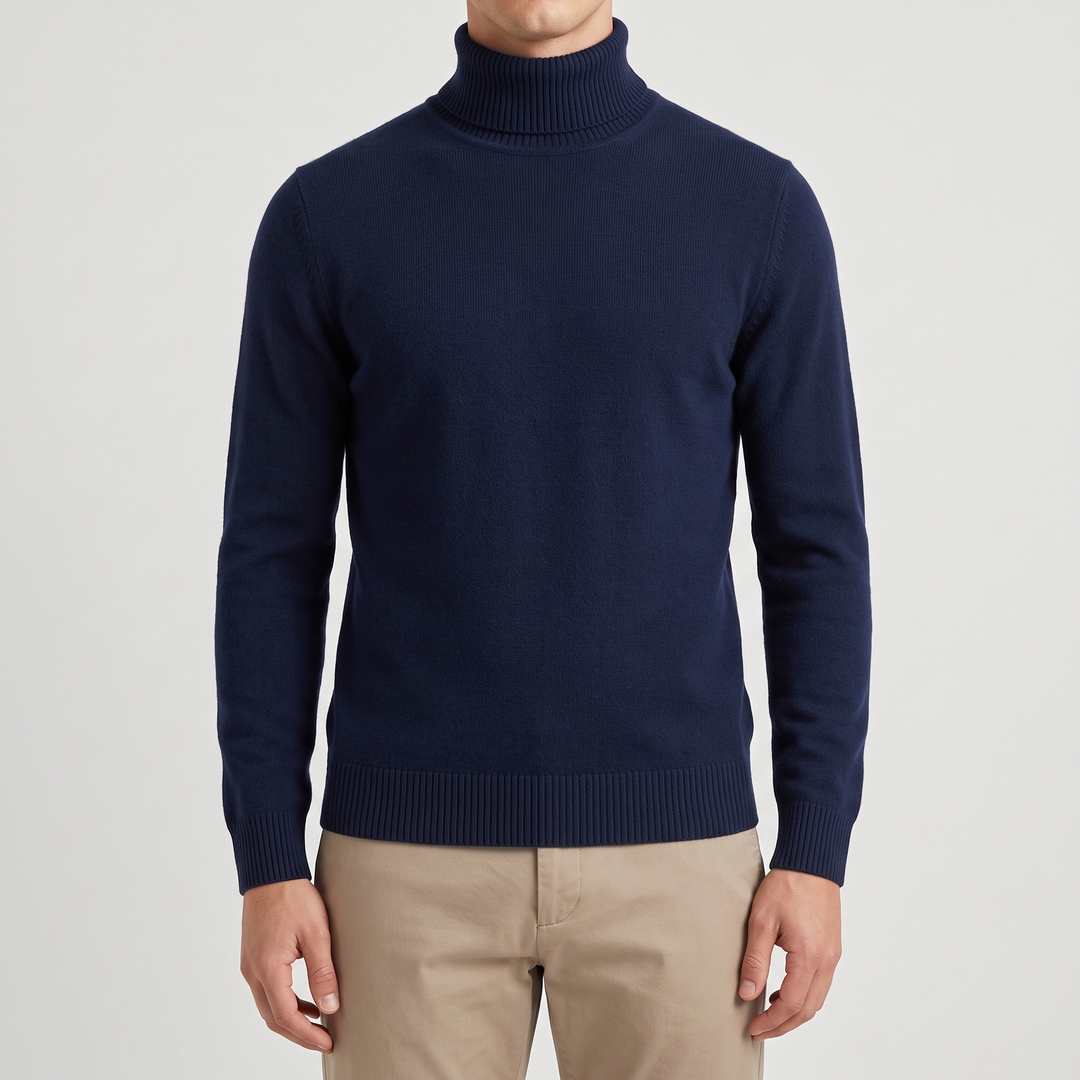 Men's Merino Blend Turtleneck for Winter with Flat Knit 4