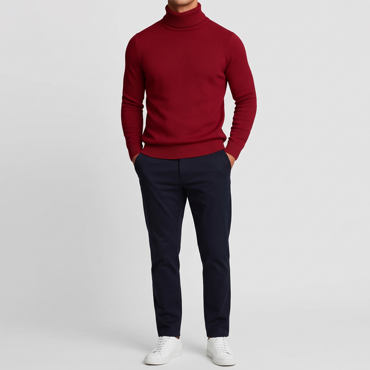 Men's Merino Blend Turtleneck for Winter with Flat Knit 5