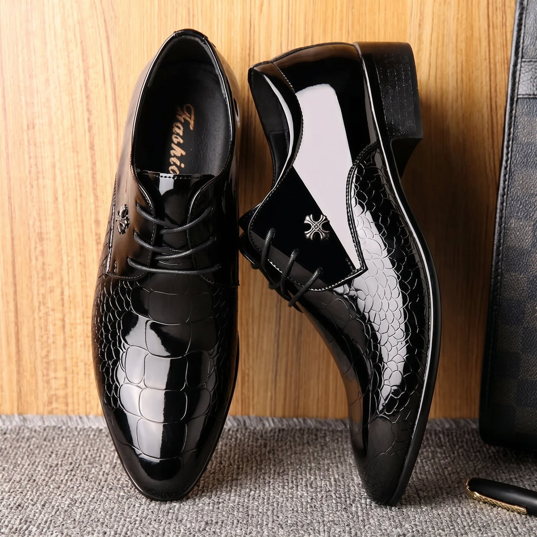 Men's Patent Derby Shoes for Weddings with Pointed Toe 3