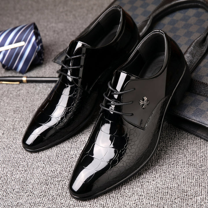 Men's Patent Derby Shoes for Weddings with Pointed Toe 4