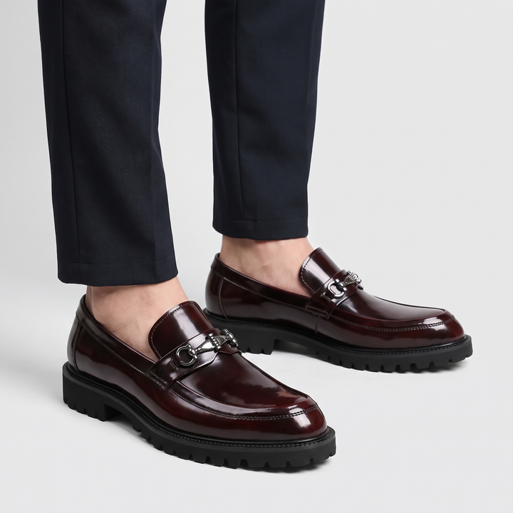 Men's Polished Leather Loafers with Horse-Bit Detail 1