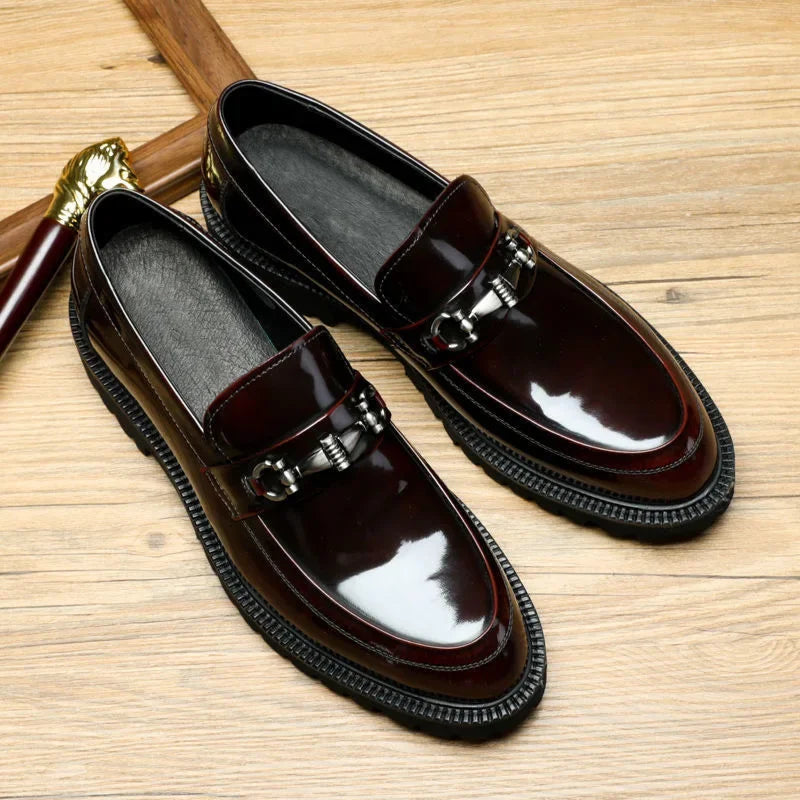 Men's Polished Leather Loafers with Horse-Bit Detail 10