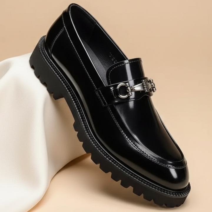 Men's Polished Leather Loafers with Horse-Bit Detail 11