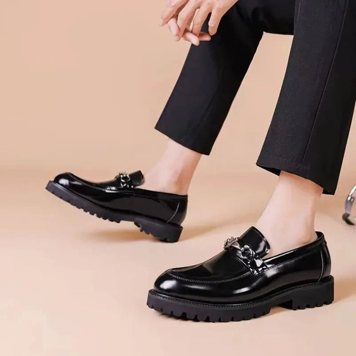 Men's Polished Leather Loafers with Horse-Bit Detail 12
