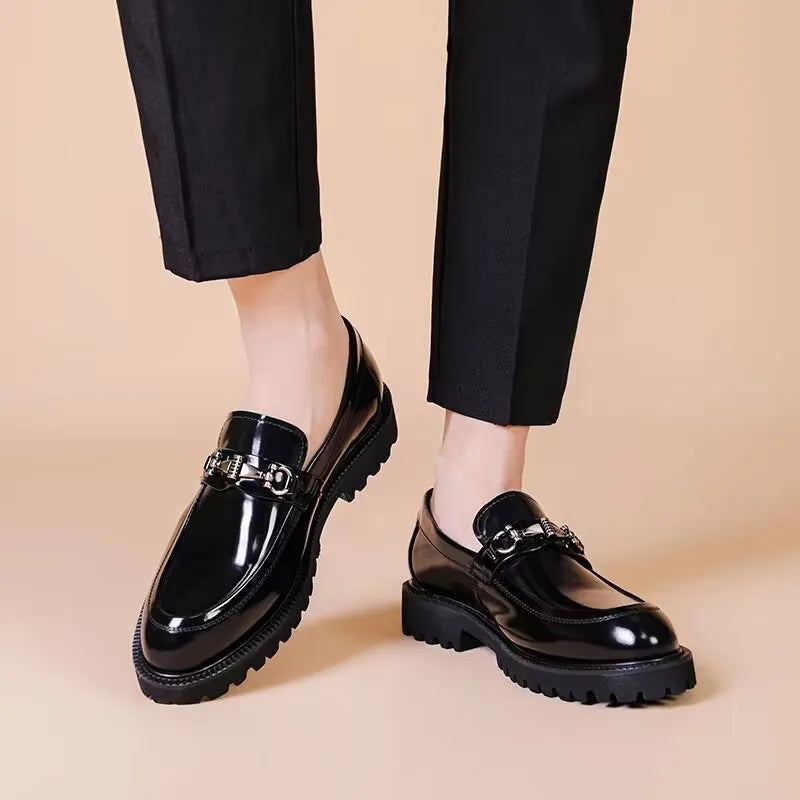 Men's Polished Leather Loafers with Horse-Bit Detail 14