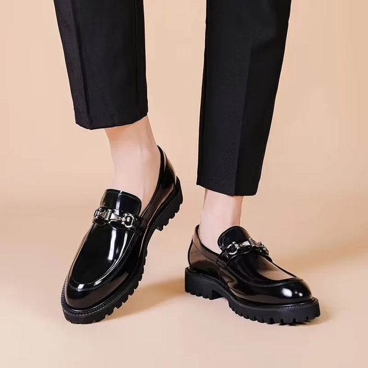 Men's Polished Leather Loafers with Horse-Bit Detail 14