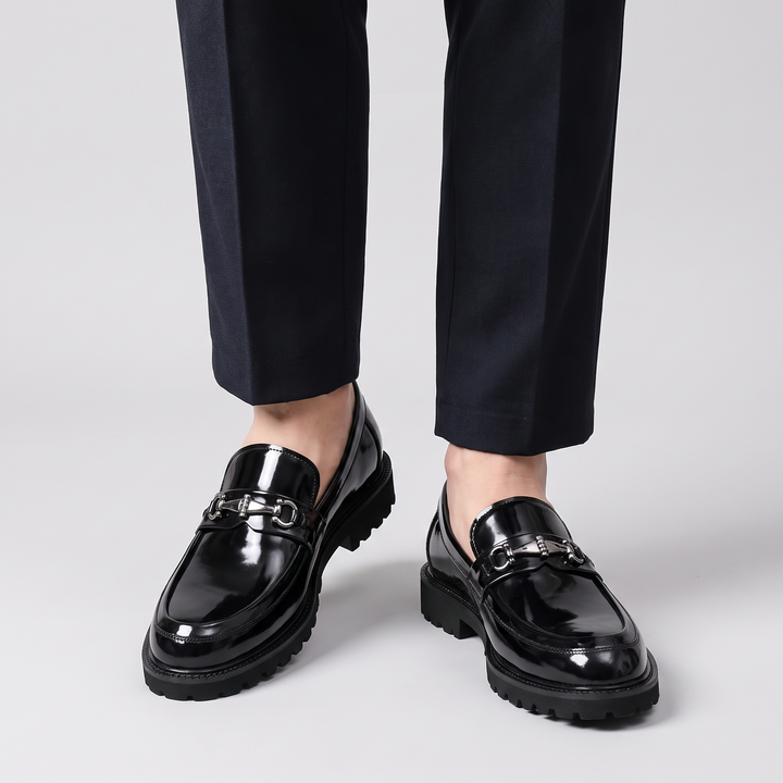 Men's Polished Leather Loafers with Horse-Bit Detail 2