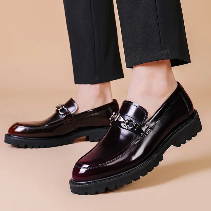 Men's Polished Leather Loafers with Horse-Bit Detail 6