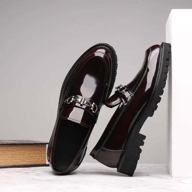 Men's Polished Leather Loafers with Horse-Bit Detail 9