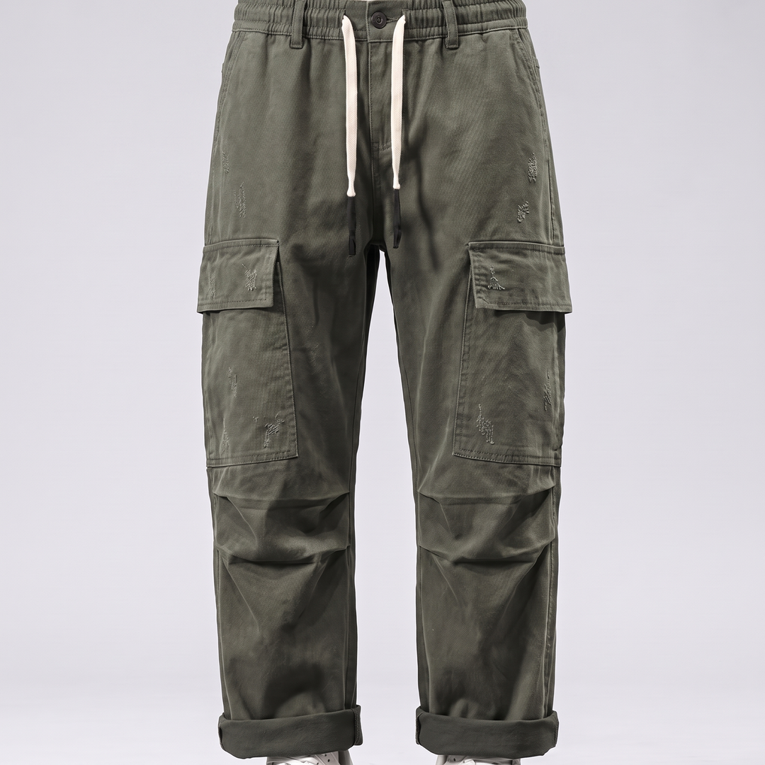 Men's Relaxed Cargo Pants for Travel with Drawstring Waist 0