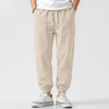 Men's Relaxed Cotton Linen Joggers with Drawstring Waist