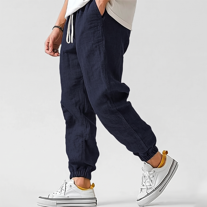 Men's Relaxed Cotton Linen Joggers with Drawstring Waist 2