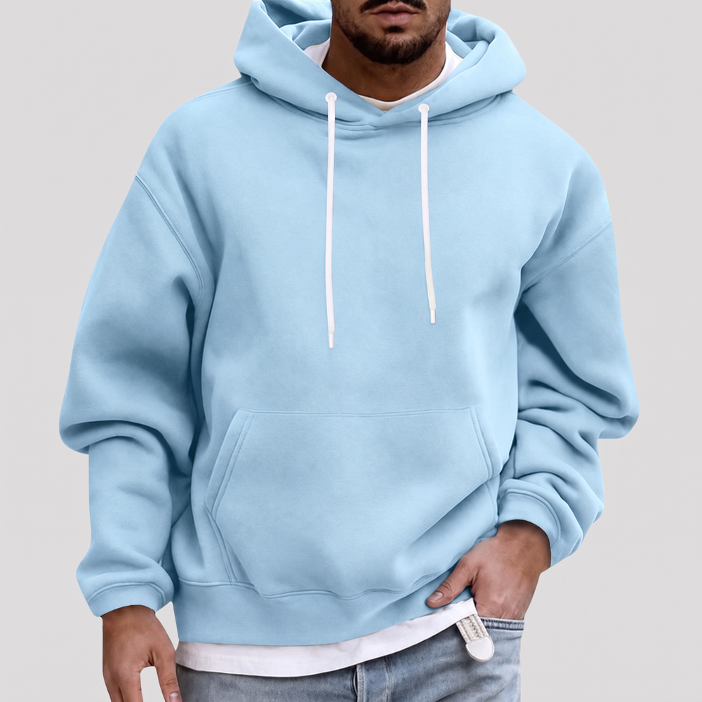 Men's Relaxed Pullover Hoodie with Front Pouch Pocket 1