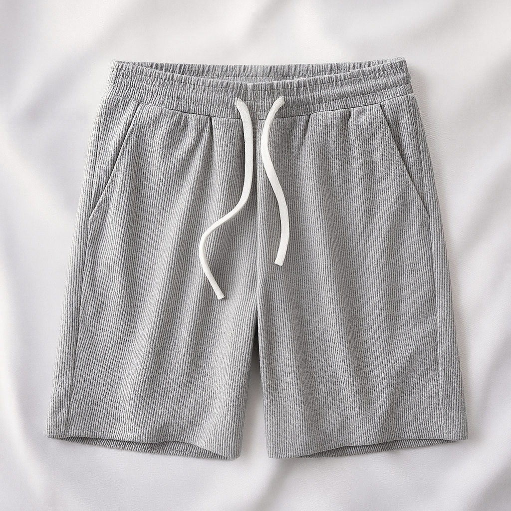 Men's Shorts Waffle Knit Soft Breathable Relaxed Fit Drawstring Waist Gray 0