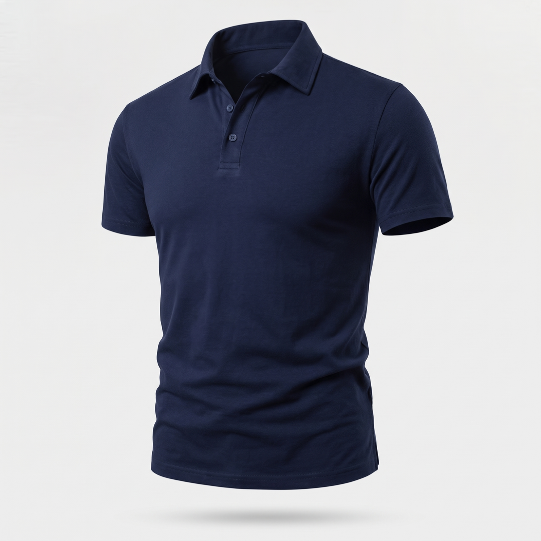 Men's Sleek Cotton Polo with Two-Button Placket 0