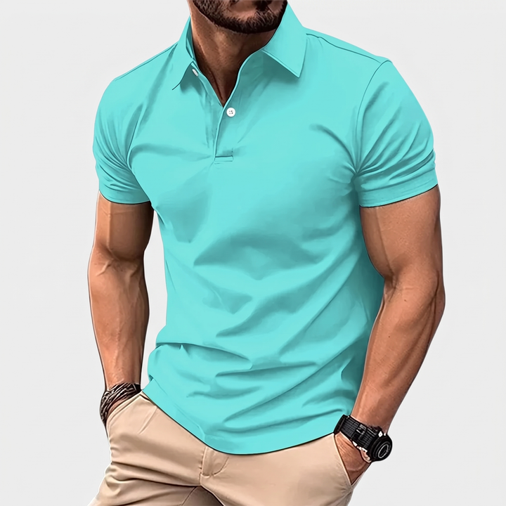 Men's Sleek Cotton Polo with Two-Button Placket 10