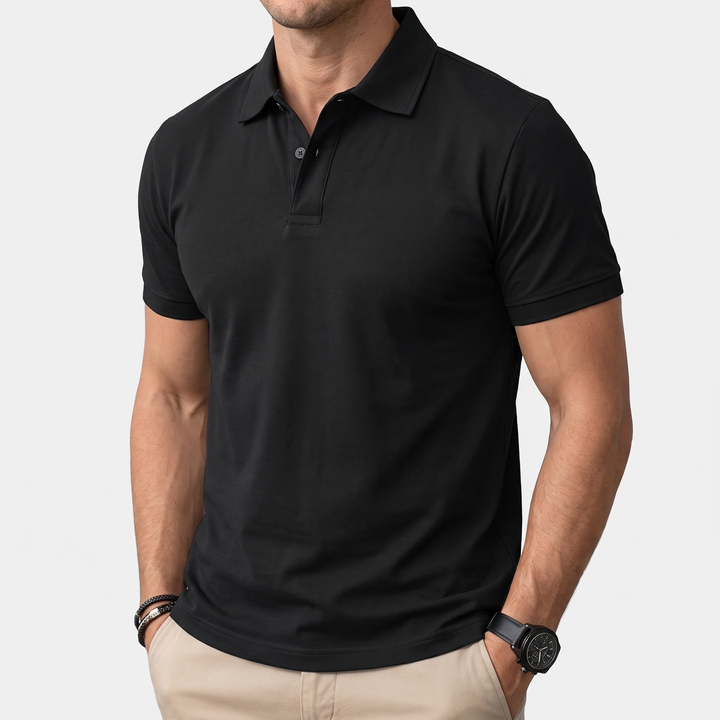 Men's Sleek Cotton Polo with Two-Button Placket 2