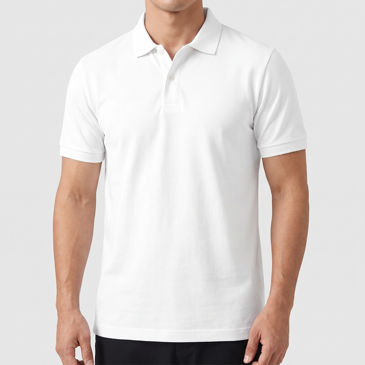 Men's Sleek Cotton Polo with Two-Button Placket 4