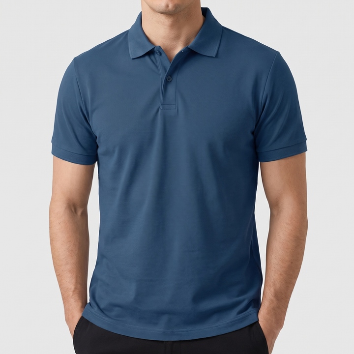 Men's Sleek Cotton Polo with Two-Button Placket 5