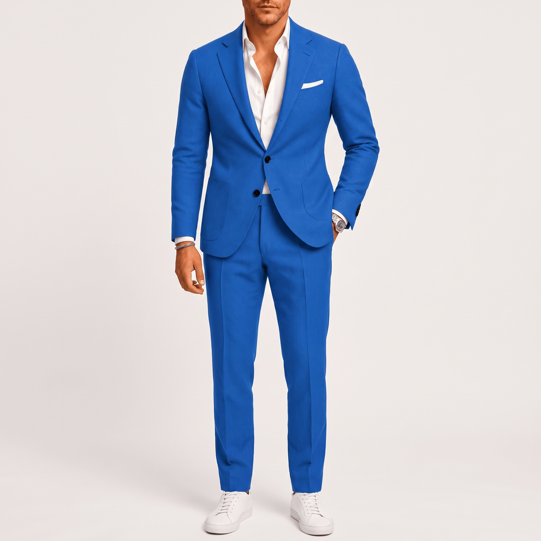 Men's Slim Two-Piece Suit for Weddings with Patch Pockets 3