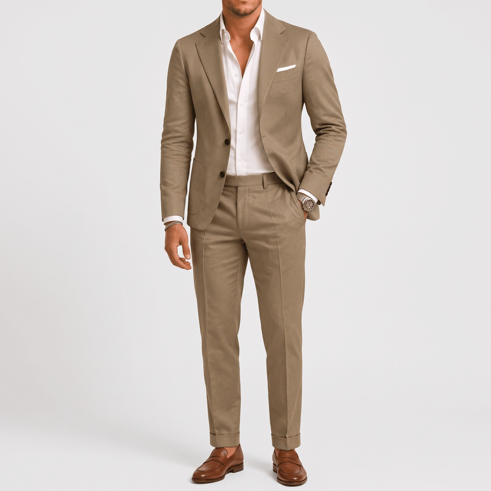 Men's Slim Two-Piece Suit for Weddings with Patch Pockets 5
