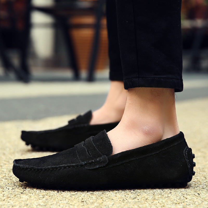 Men's Slip-On Loafers Genuine Cow Suede Brown 7