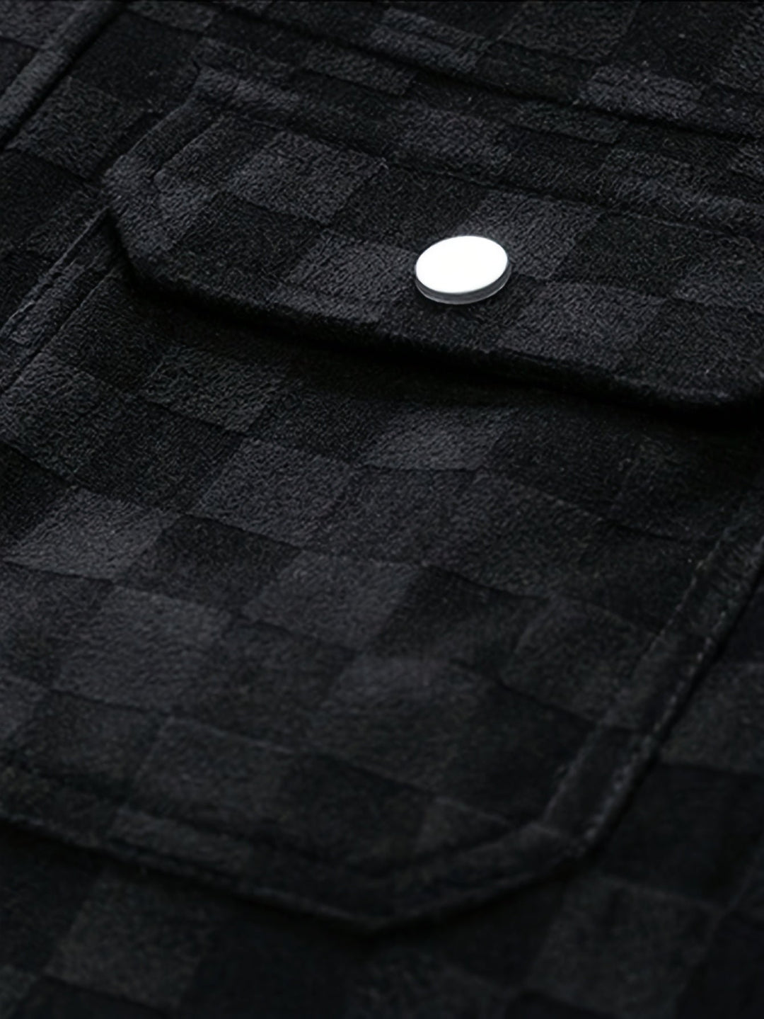 Men's Suede Jacket Tonal Checkerboard Texture Structured Fit Brown 4