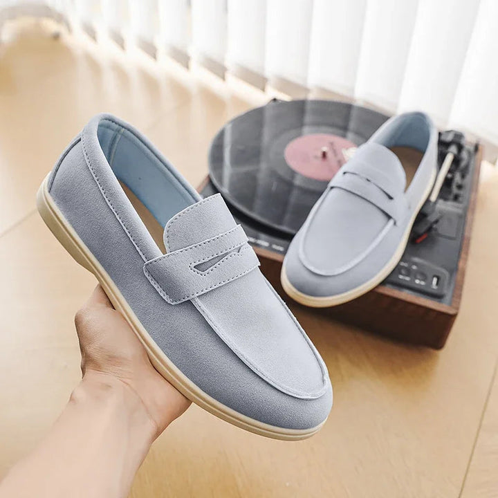 Men's Suede Loafers Hand Stitched Cushioned Insole Brown 3