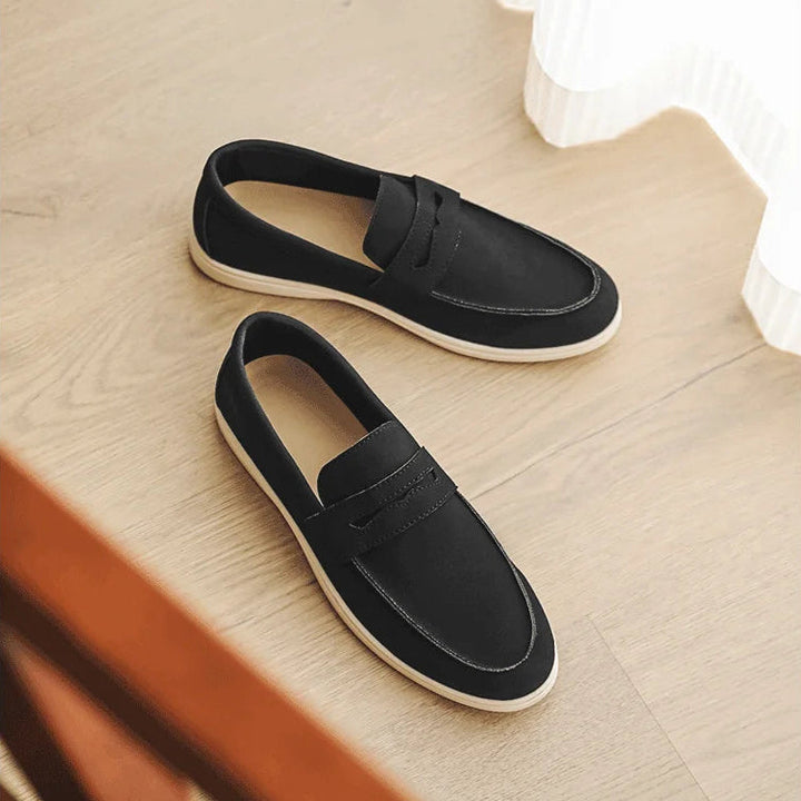 Men's Suede Loafers Hand Stitched Cushioned Insole Brown 8