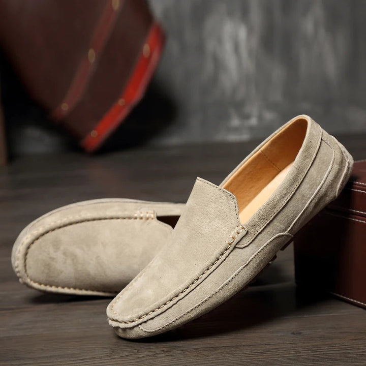 Men's Suede Loafers Lightweight Durable Rubber Sole Brown 1