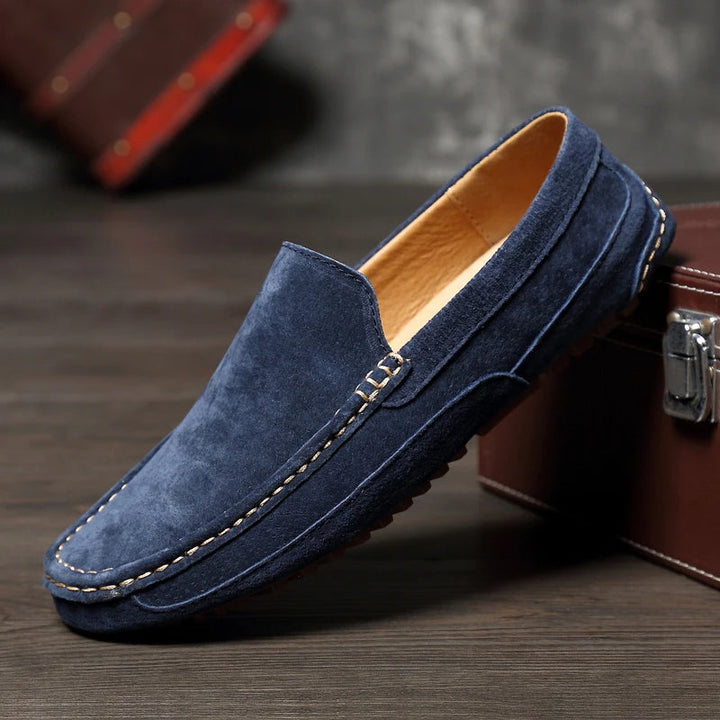 Men's Suede Loafers Lightweight Durable Rubber Sole Brown 2