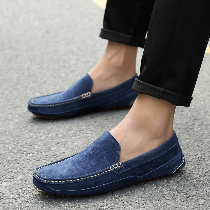 Men's Suede Loafers Lightweight Durable Rubber Sole Brown 3