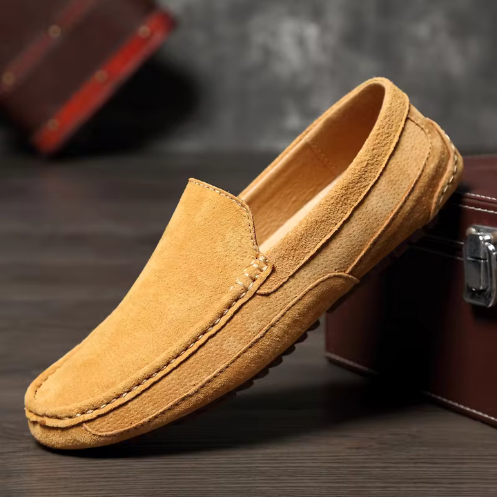 Men's Suede Loafers Lightweight Durable Rubber Sole Brown 4