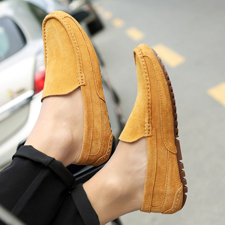 Men's Suede Loafers Lightweight Durable Rubber Sole Brown 5