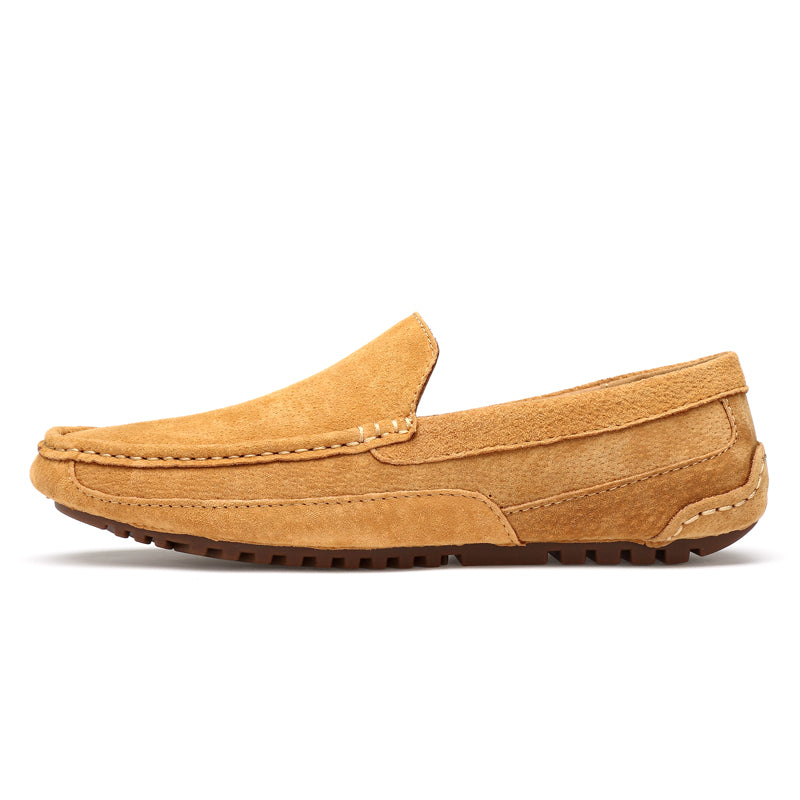 Men's Suede Loafers Lightweight Durable Rubber Sole Brown 7