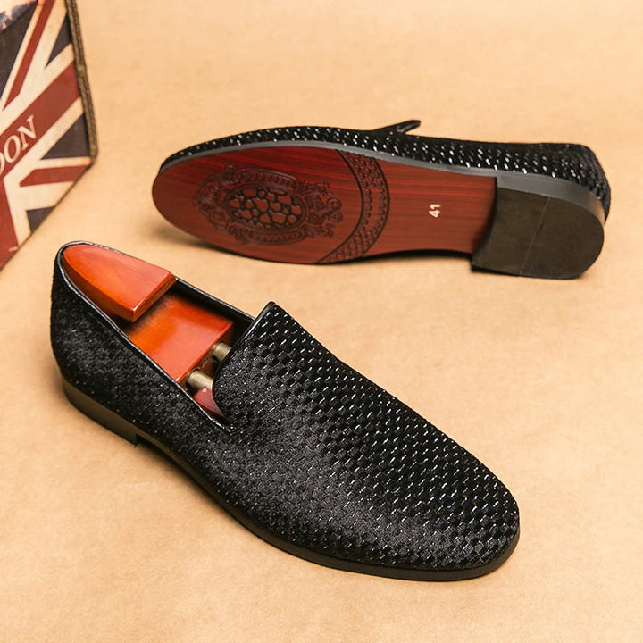 Men's Suede Loafers Slip-On Italian Comfort Durable Outsole Black 4