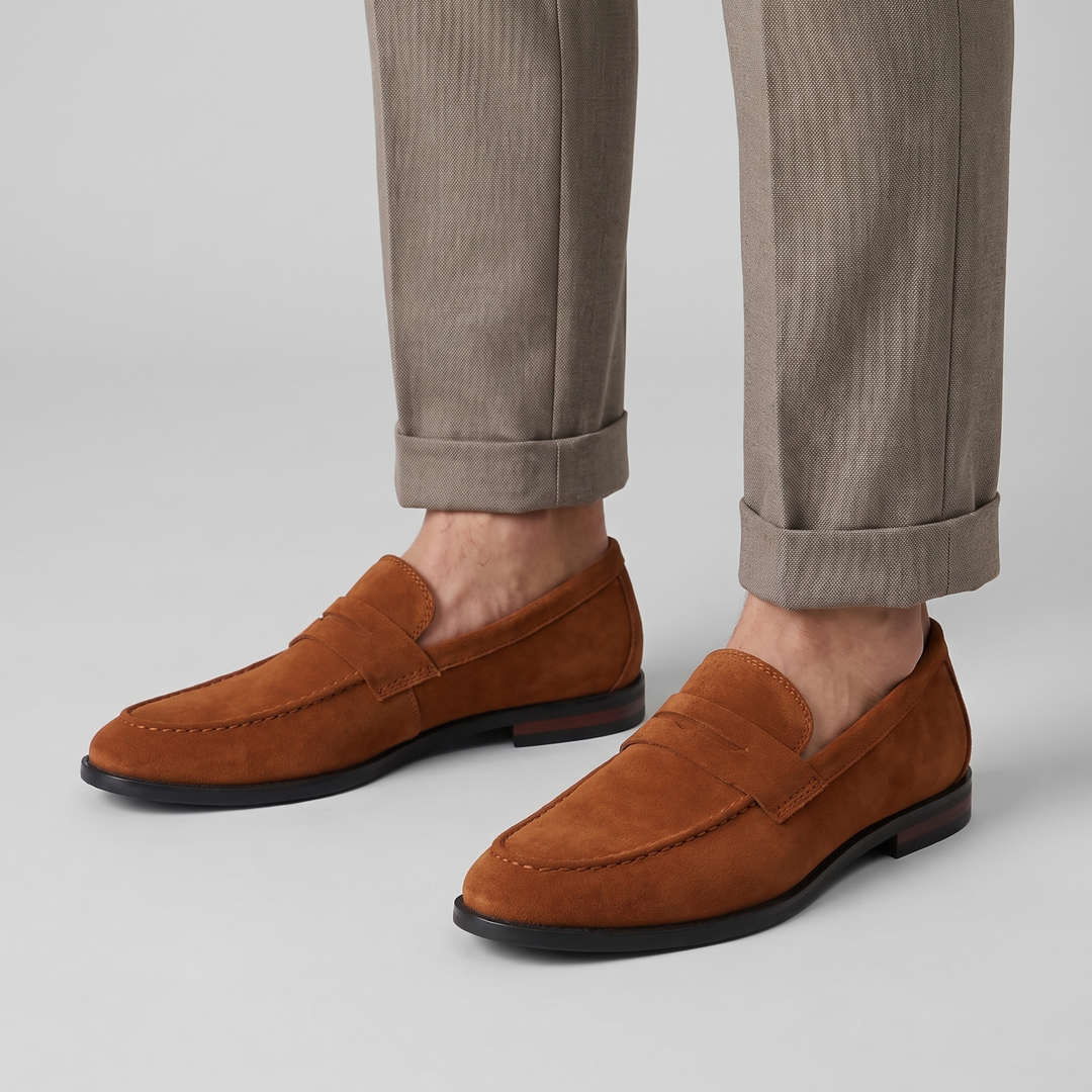 Men's Suede Penny Loafers with Leather Lining 5