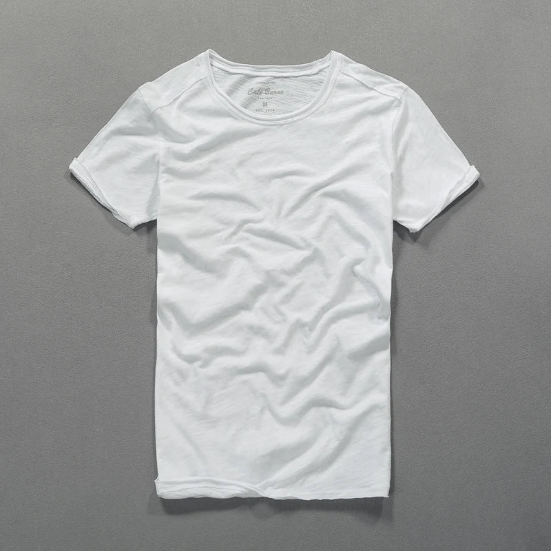 Men's T-Shirt Bamboo Cotton Short Sleeve Double Collar Casual Black 2
