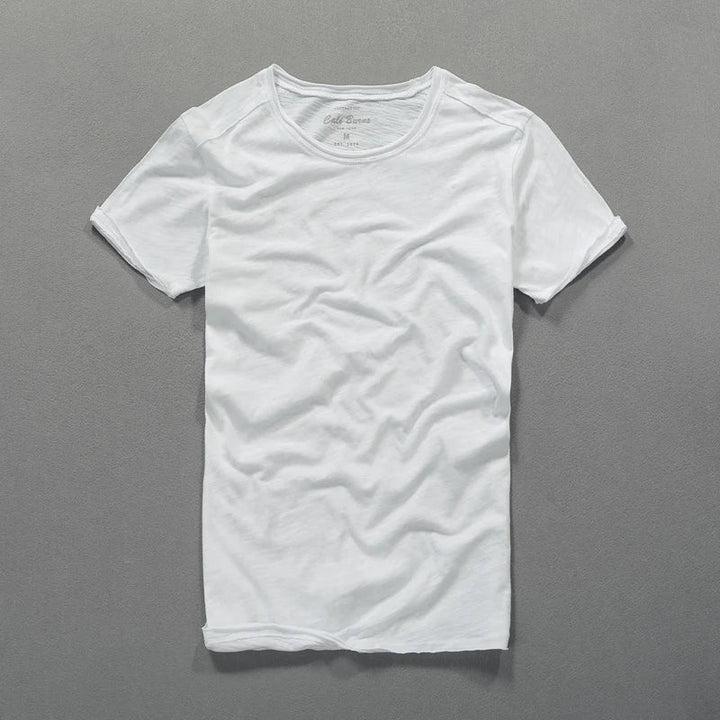Men's T-Shirt Bamboo Cotton Short Sleeve Double Collar Casual Black 2